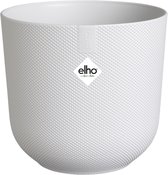 Elho Jazz Rond 14 Bloempot voor Binnen - Woonaccessoire van 100% Gereycled Plastic - Ø 14.2 x H 13.1 cm - Zijdewit