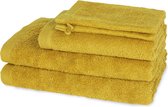 Casilin Handdoeken Set - 2 douchelakens (70x140cm) + 1 handdoek (50 x 100cm) + 2 washandjes - Musterd