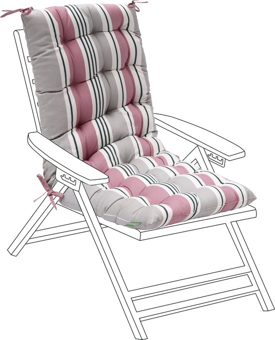 Coussins de chaise de jardin – Coussin de chaise imprimé à dossier haut – Coussin de siège d'extérieur – Coussin de chaise de jardin touffeté – Coussin de chaise avec ruban – Coussins d'assise pour chaise de jardin