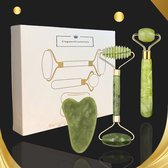 EleganceEssentials® Gua Sha - Gua sha schrapers - Echte jade steen - Jade roller - Set van 3 - Giftbox