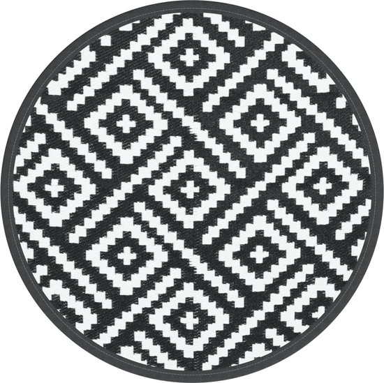 vidaXL-Buitenkleed-Ø200-cm-polypropeen-wit-en-zwart