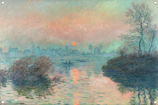 De klf, Étretat, Zonsondergang door Claude Monet op canvas, behang