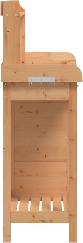 vidaXL Table de rempotage avec armoire 110,5 x 45 x 124,5 cm Bois de pin massif Marron - Table de rempotage - Tables de remportage - Table de jardin - Table de rempotage
