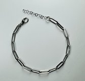 Zilveren Paperclip Chain Armband - Zilver Paperclip Armband Dames - Zilverkleurig Armband Dames - Amona Jewelry