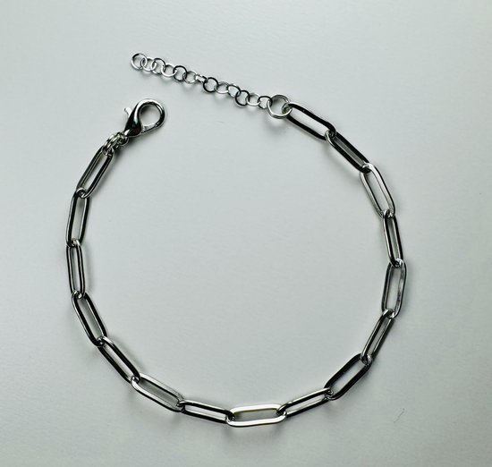 Zilveren Paperclip Chain Armband - Zilver Paperclip Armband Dames - Zilverkleurig Armband Dames - Amona Jewelry