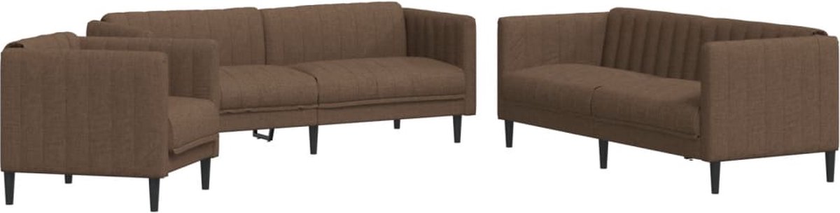 vidaXL - 3-delige - Loungeset - stof - bruin