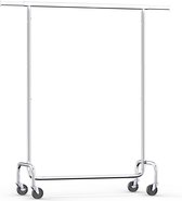 O'DADDY® Kledingrek op Wieltjes - Garderoberek - Verstelbare kledingstang - Uitschuifbare Kledingstang - Verstelbare Hangstang - Stabiel tot 130 kg - Zilver