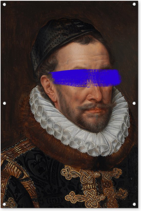 Tuinposter - Tuindoek - Tuinposters buiten - Willem van Oranje - Adriaen Thomasz - Blauw - 80x120 cm - Tuin