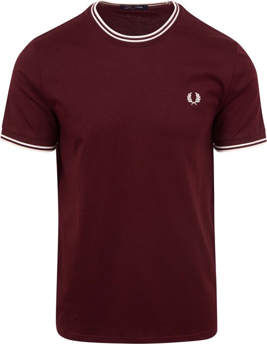 Fred Perry - Twin Tipped T-shirt Bordeaux - Heren - Maat M - Modern-fit