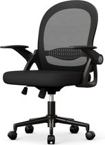 Chaise de bureau – Chaise de bureau BIGZZIA avec soutien lombaire – Chaise ergonomique en maille respirante – Chaise pivotante avec accoudoirs et hauteur réglables pour bureau à domicile – Zwart