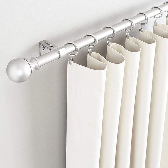 EXLECO 3 stuks gordijnroede houders 20-25 mm diameter verstelbare metalen wandhouder 3 cm verstelbare lengte gordijnroede houder spanstang zelfklevend en boren voor thuis kantoor zwart