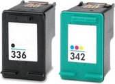 Inktcartridges Geschikt voor HP 336XL/342XL| 1x Zwart en 1x Kleur Geschikt voor HP DeskJet 5420, 5440, Photosmart C3170, PSC 1507, 1513S