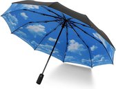 Winddichte opvouwbare paraplu voor automatisch openen en sluiten - draagbaar en compact - ultralicht en onbreekbaar - hemelsblauw - eenheidsmaat umbrella