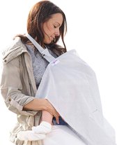 Borstvoedingsdoek borstvoedingsschort met zakken - zachte en ademende borstvoedingssjaal - voedingsdoek voor onderweg (wit)