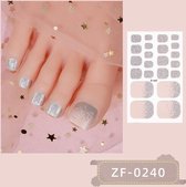 Prachtige Teen NagelStickers/ 1 vel , 22 tips/ Manicure Feet Nail stickers,Nageldecoratie,Nagellak,Plaknagels / Nail stickers Zilver/Roze metallic