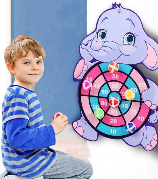 Kinder Dartbord - Dartbord Met Klittenband – Dartbord Met Ballen - Dartbord Olifant — afbeelding 3