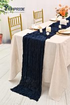 Set van 2 kaasdoek-tafellopers, koningsblauw, 90 x 300 cm, marineblauw, rustieke gaasstof, boho-tafelloper, kaasdoek, tafelloper, bruiloftstafelkleed voor bruiloftsfeest, bruidsdouchetafel
