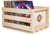 Rustieke houten vinyldoos geel - Handgemaakt en uniek van design Wooden crates