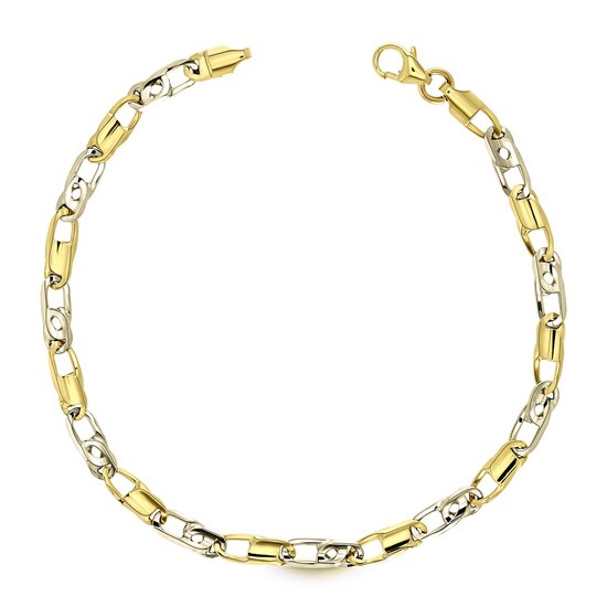 Juwelier Zwartevalk 14 karaat gouden bicolor armband - ZV 1008/19,5cm