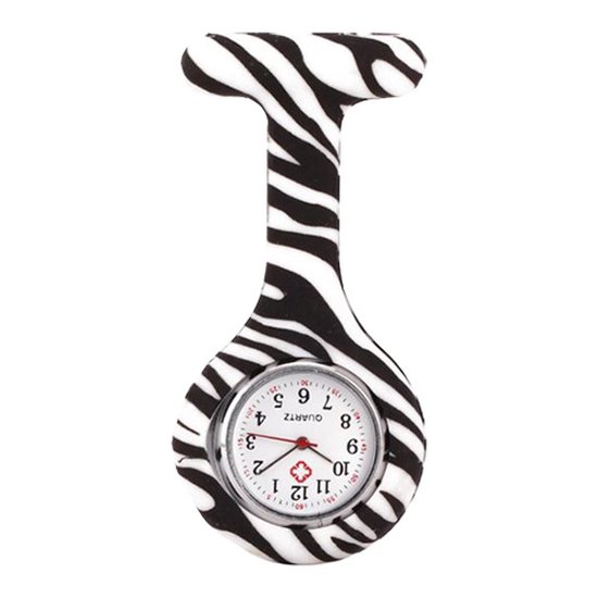 Novaex zusterhorloge Zebra - Verpleegkundige horloge - inclusief batterij - Zusterhorloge siliconen - verpleegkundige cadeaus
