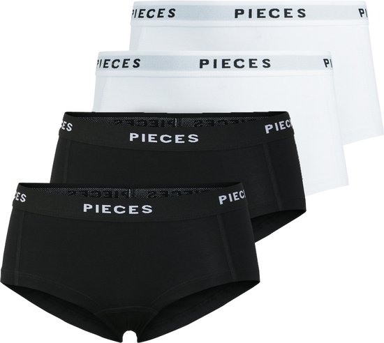 Pieces 4-Pack Dames shorts - Solid - XS - Wit.