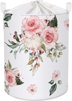 63L elegante bloem rozenboom blad wasmand voor dames meisjes wit grote kleding speelgoedopslag met deksel voor slaapkamer 40 x 50 cm