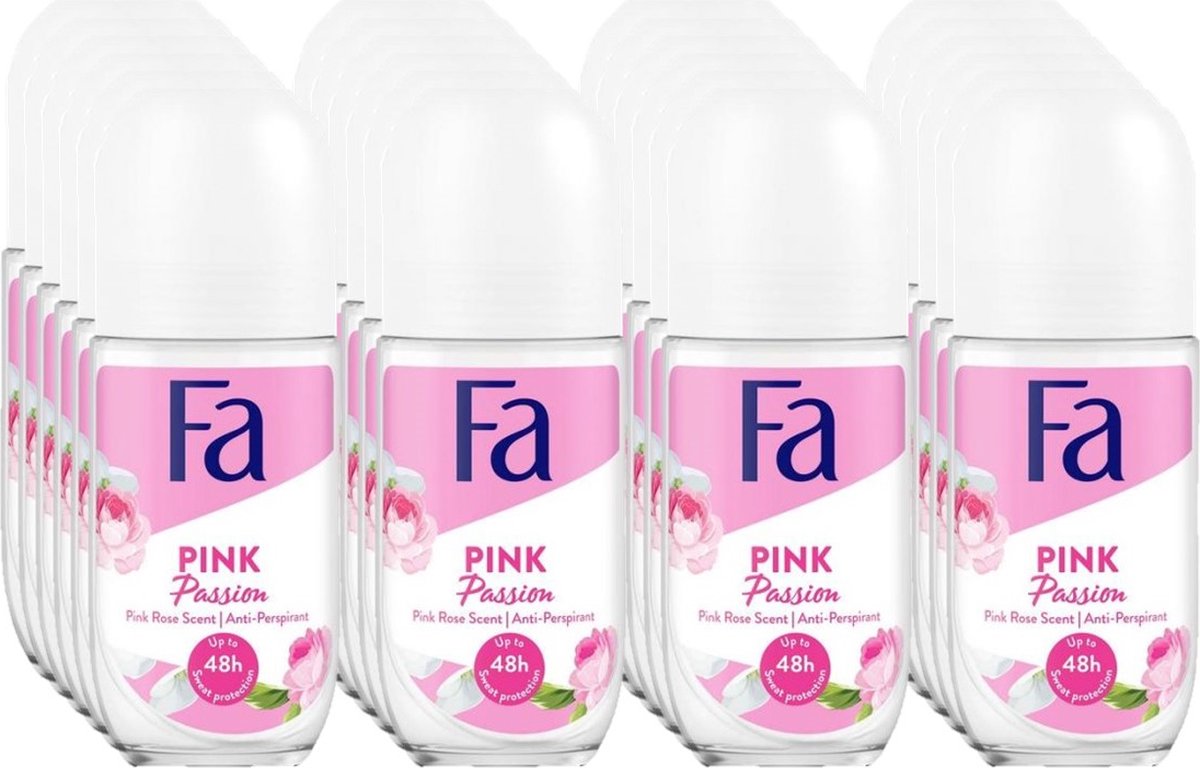 Goedkoopste Fa Deo Roll-on Women - Pink Passion - Voordeelverpakking 24 x 50 ml