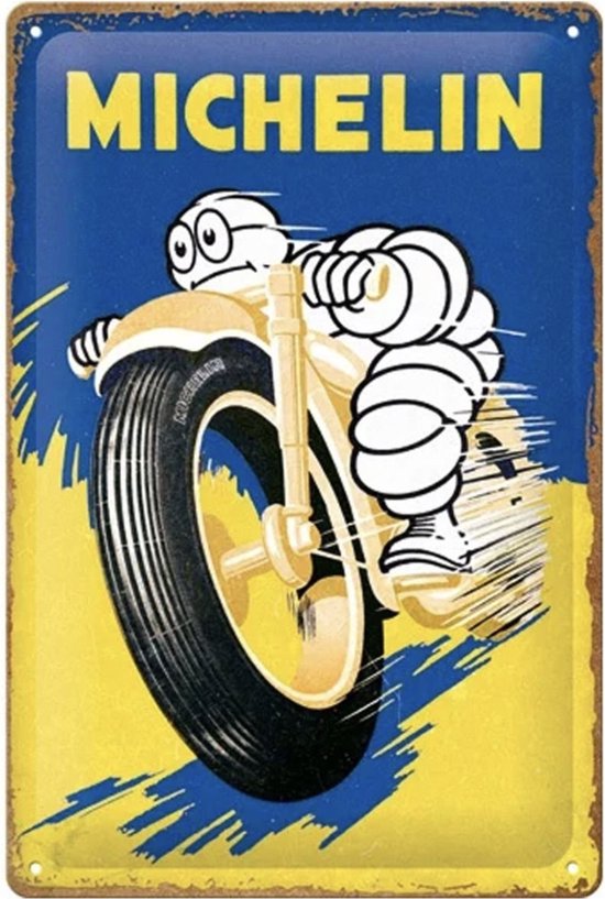 Metalen Bord 20 x 30 cm Michelin - Motorcycle Bibendum