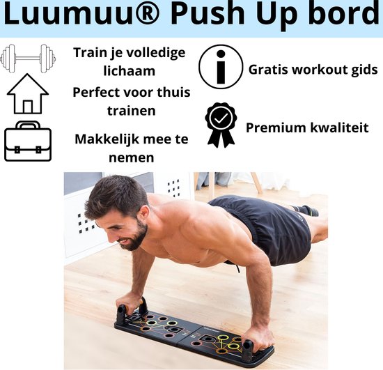 Luumuu® Push Up Bord Met Elastieken - Weerstandsbanden - Push Up Board - Elastiek Fitness - Push Up Grips - Thuis Sporten - Vaderdag Cadeau - Luumuu