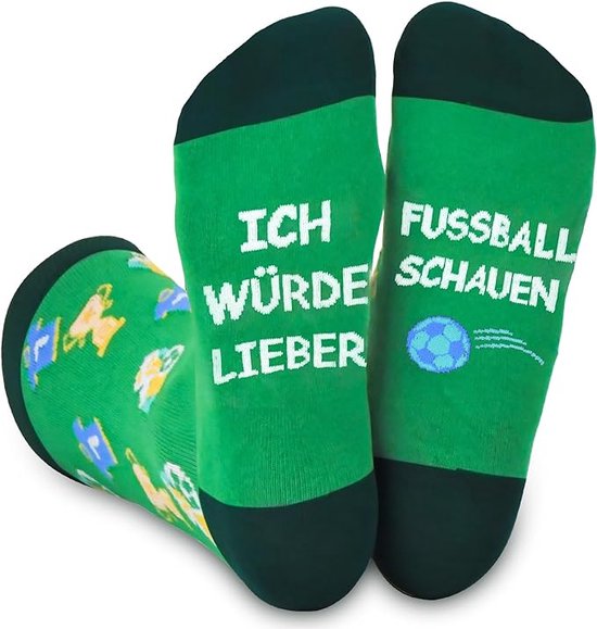 Foto: Ik kijk liever voetbal duits heren sokken groen one size ich w rde lieber fusball schauen kado kerst vaderdag verjaardag