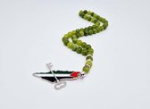 Natuurstenen Autohanger "Kraal Koreaanse jade"- Met hanger "Kaart van Palestina en sleutel" - 8 mm diameter van de korrel- Mooie accessoire en decoratie voor de auto