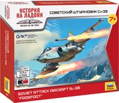1:144 Zvezda 7431 Soviet Attack Aircraft - Sukhoi Su-25 Frogfoot - Snap Fit Kit Plastic Modelbouwpakket