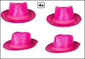 4x Strohoed Beach pink - Toppers strand Hawai tropical festival concert evenement zomer