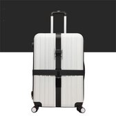 Kofferriem, Verstelbare bagageband reiskoffer bagage verpakkingsgordel lange kruisbanden,-Reizen-Zwart