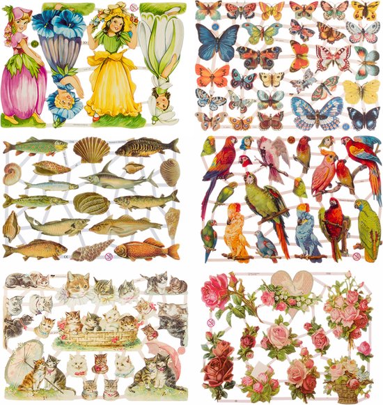 Sekfpnk 4 vellen stickers bloemen en vlinders, meerdere