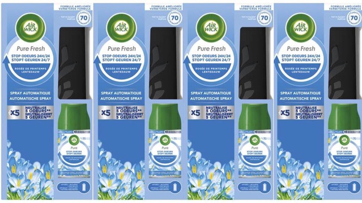 Goedkoopste Air Wick Freshmatic Automatische Spray Luchtverfrisser - Pure Lentedauw - Starterkit 250ml x4