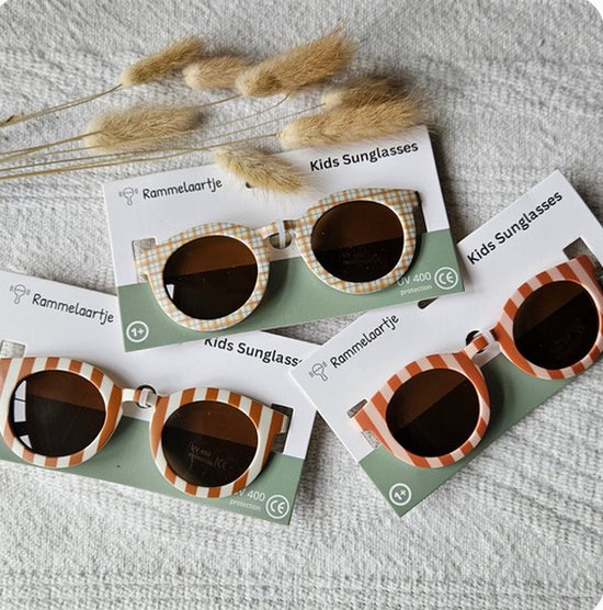 Zonnebril Kind 1-3jaar - UV400- gestrept zachtroze/camel — afbeelding 2