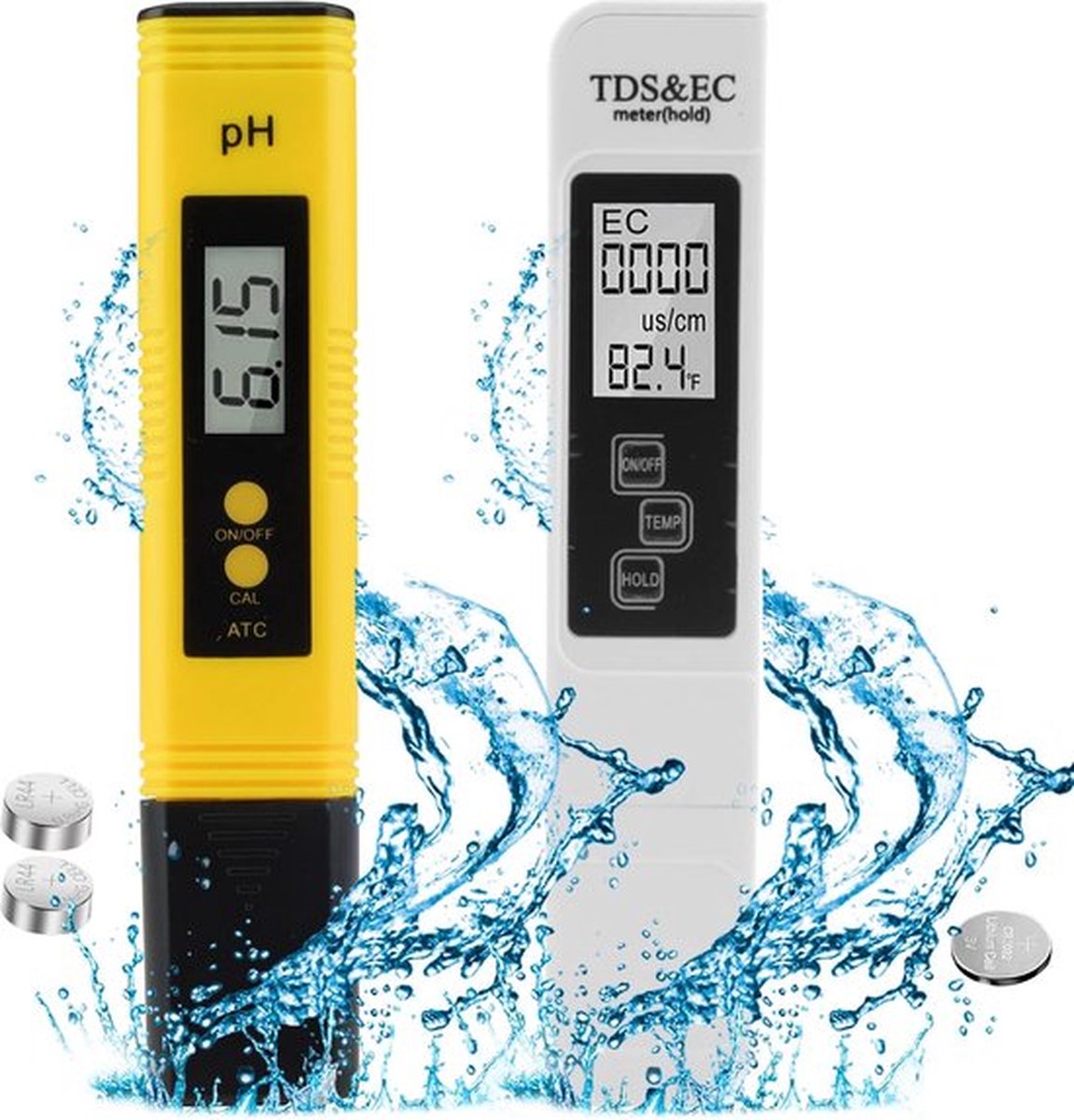 Professionele PH Meter - Digitale PH Tester - TDS Meter Waterkwaliteit tester - 0,01 Resolutie TDS PH EC Temperatuur 4 in 1 Set, met Kalibratiepoeder, voor Zwembad, Aquarium, Drinkwater, RO-systeem
