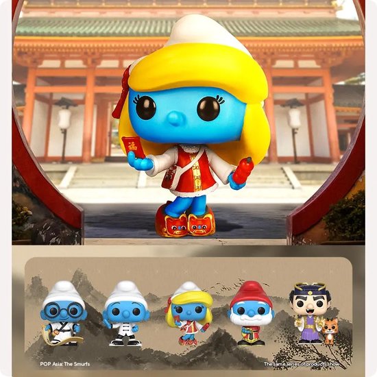 Figurine Funko Pop Asia – Schtroumpf Costaud (Hefty Smurf), édition Limitée, état Neuf