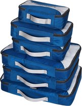 3/6/7-delige verpakkingsblokjesset, kofferorganizer, opvouwbare tassen voor schoenen en kleding, voor vakantiereisbagage (marineblauw, 1S + 2M + 2L + XL) 6 stuks)