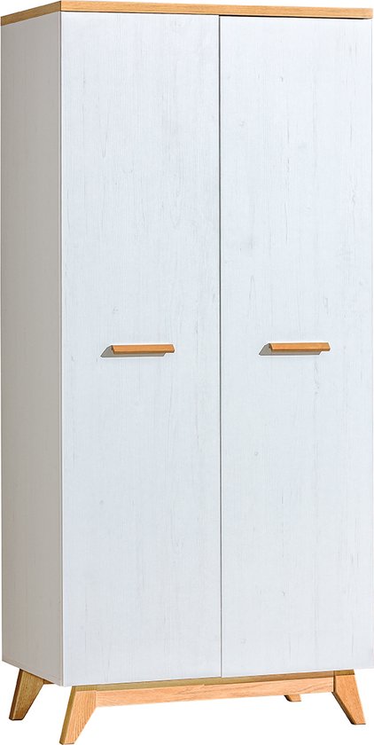 Tweedeurs scharnierende kledingkast - 85 cm brede kledingkast - Kledingkast met planken - Kledinghangrail - Andersen Pine / Nash Oak