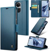 CaseMe Wallet Case met RFID Bescherming en Magneetsluiting voor OPPO Reno 10 5G / 10 Pro _ Blauw