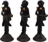 Kaarsenhouders 24 cm - Set van 3 - Dieren kaarsenhouders - Aap - Leeuw - Arend - Polyresin kaarsenhouders - Zwart - Decoratieve kandelaren