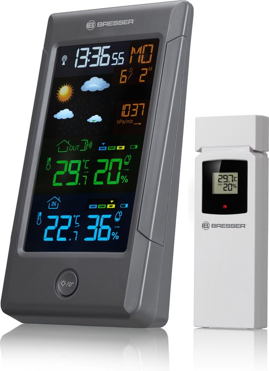Foto: Bresser weerstation climatetemp nbf thermo hygro sensor met kleurenscherm