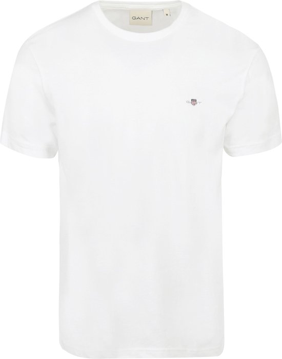 Gant - T-shirt Shield Logo Wit - Heren - Maat XL - Regular-fit