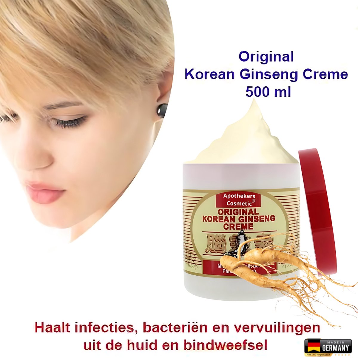 Goedkoopste Originele Ginseng Crème - Koreaanse - 500 ml - Hoog herstellend vermogen van alle huidtypes