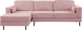 Hoekbank design Lizza 269cm bank roze velvet loungebank zowel links als rechts bankstel