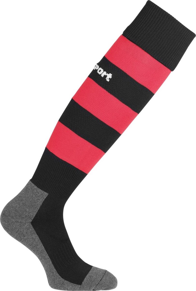 Uhlsport Team Pro Essential Stripe Voetbalkousen - Zwart / Rood | Maat: 33-36