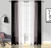 Gordijnen met plooiband, ombre, transparante gordijnen voor woonkamer, set van 2, 245 x 140 cm