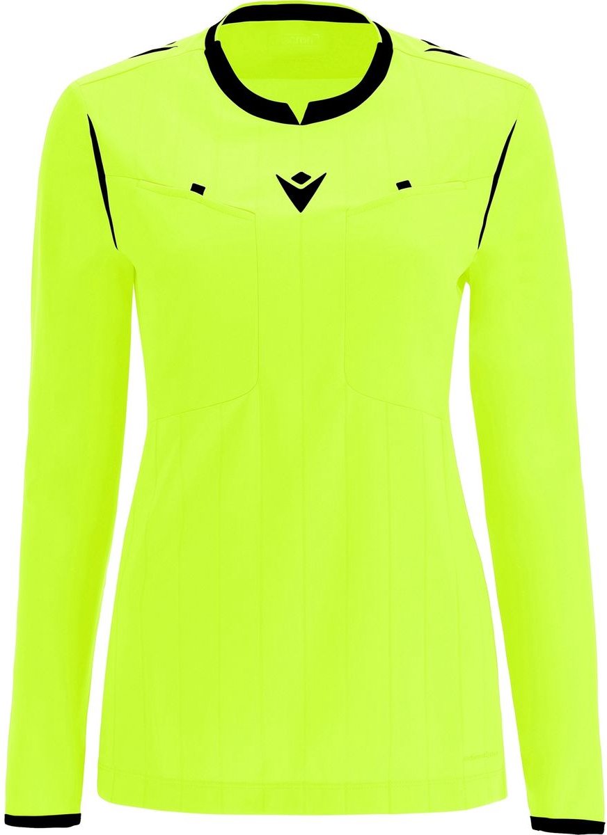 Macron Stephanie Scheidsrechtersshirt Lange Mouw Dames - Fluogeel / Zwart | Maat: L